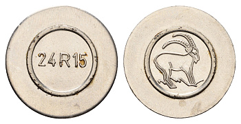 Италия жетон овен, диаметр 24 мм, вес 5,6 гр нержавеющая сталь 4670-813