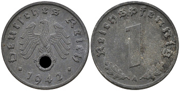Германия 1 рейхспфенниг 1942 A, KM 97 цинк 4547-1213