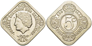 НИДЕРЛАНДЫ ЖЕТОН ND 70 ЛЕТ КОРОЛЕВЕ ЮЛИНЕ медно-никель 217-836