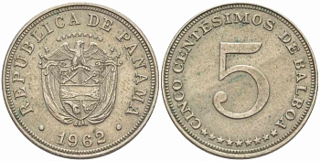 Панама 5 сентесимо 1962 KM 23.2 медно-никель 108-1032