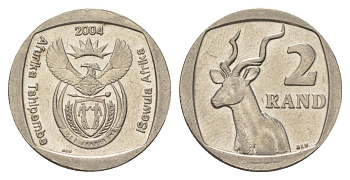 ЮАР 2 ранда 2004 KM 336 медь плакированная никелем UNC 4628-117