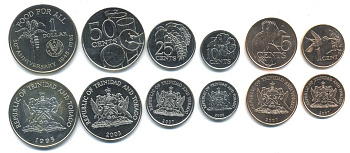Тринидад и Тобаго лот из 6 монет 1995-2007 1, 5, 10, 25, 50 центов, 1 доллар FAO UNC M77-10