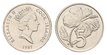 Острова Кука 5 центов 1987 KM 33 медно-никель UNC 4669-531