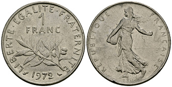 Франция 1 франк 1972 сеятель KM 925 никель 4167-545