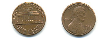 США 1 ЦЕНТ 1975 D, ЛИНКОЛЬН KM 201 медь цинк 179-331