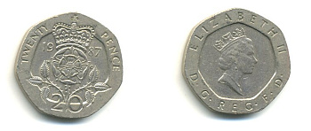 Великобритания 20 пенсов 1987 Елизавета II (1952-2022) KM 939, Spink 4361 (G2) медно-никель 59-426