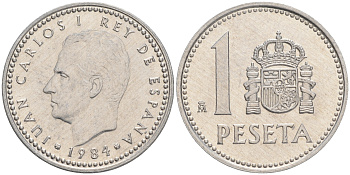 Испания 1 песета 1984 Хуан Карлос I (1975-2014) KM 821 алюминий 192-827