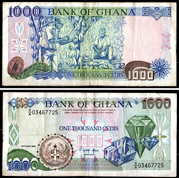Гана 1000 седи 1994 Pick 29 b бумага 6285-33-1-1