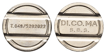 Италия телефонный жетон DI.CO.MA диаметр 24 мм, вес 5,4 гр нержавеющая сталь 4670-537