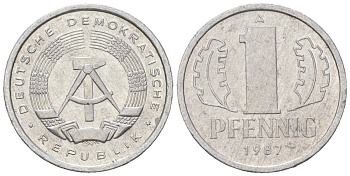 ГДР 1 пфенниг 1987 A KM 8.2 алюминий 201-642