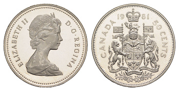 Канада 50 центов 1981 Елизавета II (1952-2022), герб KM 75.3 никель PROOF 633-821