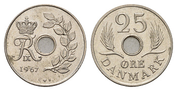 Дания 25 эре 1967 С; S, Фредерик IX (1947-1972) KM 855.1 медно-никель 3459-915