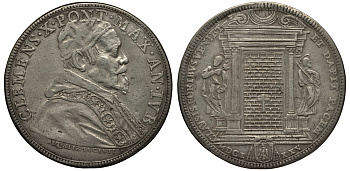 Ватикан 1 пиастр AN IVB/1675 Климент X. Апостолы Петр и Павел у Святых Врат Dav. 4079, Muntoni 12 серебро 10-005-43