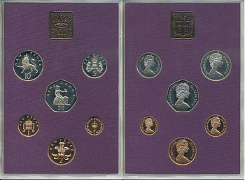 Великобритания набор из 6 монет + жетон монетного двора 1980 в оригинальной упаковке с сертификатом KM PS 36 PROOF 7-4-79