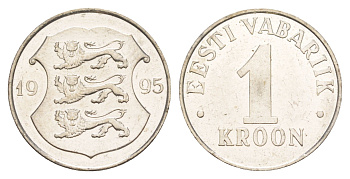 Эстония 1 крона 1995 KM 28 медно-никель UNC 4646-1231