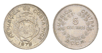 Коста-Рика 5 сентимо 1978 KM 184.2 медно-никель 116-929