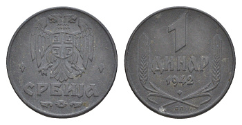 Сербия 1 динар 1942 KM 31 цинк 4644-934