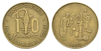 Западная Африка (BCEAO) 10 франков 1986 KM 10 медь алюминий никель 4612-754