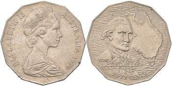 Австралия 50 центов 1970 200 лет австралийскому путешествию капитана Кука KM 69 медно-никель UNC 4512-1241