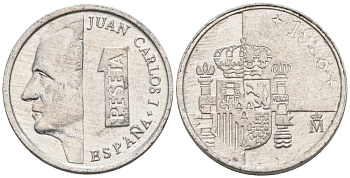 Испания 1 песета 1998 Хуан Карлос I KM 832 алюминий 4567-736