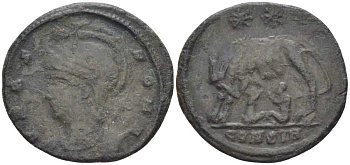 Римская Империя нуммий 330 - 333 Константин I Великий, VRBS ROMA, Константинополь, (степень редкости R1) RIC 62 биллон 1073-17-82