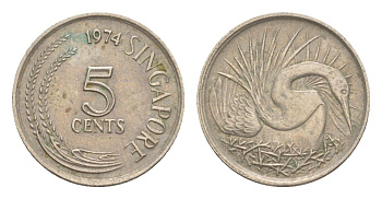 Сингапур 5 центов 1974 KM 2 медно-никель 4640-545