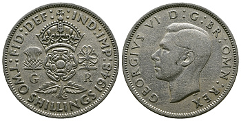 Великобритания 2 шиллинга (флорин) 1948 Георг VI (1936-1952) KM 865, Spink 4102 медно-никель 4381-1213
