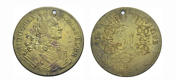 ПРУССИЯ МЕДАЛЬ XIX век ЧЕРНЫЙ ОРЕЛ, НОВОДЕЛ, 40,2 мм, 10,72 гр бронза 1072-5-14