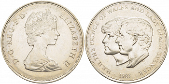 Великобритания 25 пенсов 1981 Королевская свадьба принца Чарльза и леди Дианы, Елизавета II (1952-2022) KM 925, Spink 4229 медно-никель 107-933