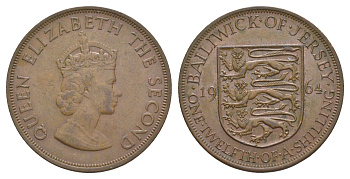 Джерси 1/12 шиллинга 1964 KM 21 бронза 4542-431