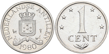Нидерландские Антилы 1 цент 1980 Беатрикс (1980-2013) KM 8а алюминий 4169-268