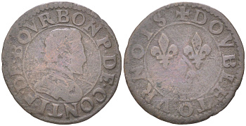 Франция, Шато-Рено двойной турнуа 1605-1614 Франсуа де Бурбон-Конти (1558-1614) Boudeau 1823 медь 4621-716