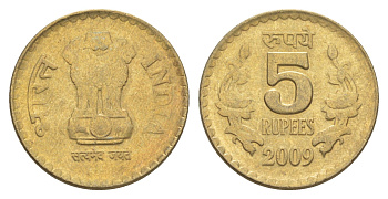 Индия 5 рупий 2009 KM 373 никель латунь 4650-1212