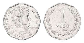 Чили 1 песо 2006 KM 231 алюминий UNC 4689-213