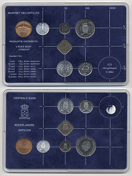 Нидерланды набор из 6 монет 1983 буклет, плюс жетон монетного двора    UNC  1-6-2-30