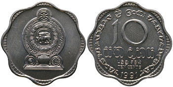 Шри Ланка 10 центов 1991 KM 140a алюминий UNC 4573-717