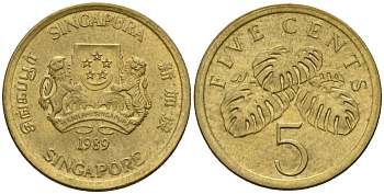 Сингапур 5 центов 1989 KM 50 алюминиевая бронза 4154-948