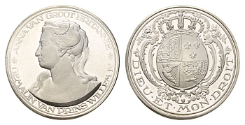 Нидерланды медаль из серии история Нидерландов - Анна - супруга Вильгельма IV Хендрика Фризо первая половина XX века Dieu et mon droit, диаметр 25 мм, вес 7,5 гр серебро PROOF 4671-1112