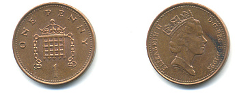 Великобритания 1 пенни 1993 Елизавета II (1952-2022) KM 935a, Spink 4391 (B4) сталь плакированная медью 177-1135