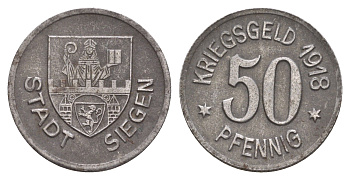 Зиген 50 пфеннигов 1918 Funck 497.5, Men18 29332.6 железо 4657-1137