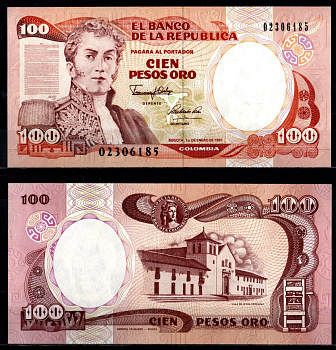 Колумбия 100 песо 1991 Pick 426 A бумага UNC (пресс) 7191-49-3-2