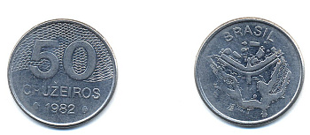 БРАЗИЛИЯ 50 КРУЙЗЕЙРО 1982 KM 594.1 сталь aUNC 51-4826