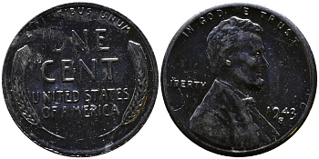 США 1 цент 1943 S (Сан-Франциско), Авраам Линкольн KM 132 a сталь плакированная цинком 4392-1129