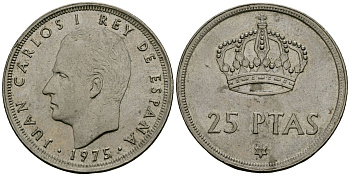 Испания 25 песет 1975 (79) Хуан Карлос I (1975-2014) KM 808 медно-никель 4135-1124