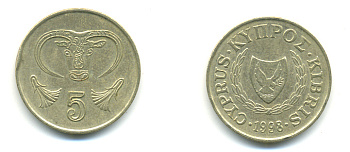 КИПР 5 ЦЕНТОВ 1998 KM 55.3 никель латунь 176-415