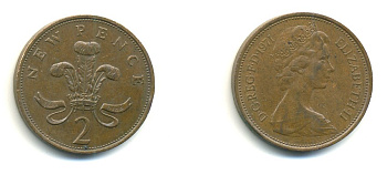 Великобритания 2 пенса 1971 Елизавета II (1952-2022) KM 916, Spink 4235 (C1) бронза 80-1042