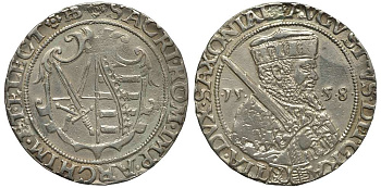 Саксония 1/4 талера 1558 HB, Август (1553-1586), Альбертинская линия, вес 5,82 г Keilitz/Kahnt 95.1 vergl. (1557). серебро 00-000-00