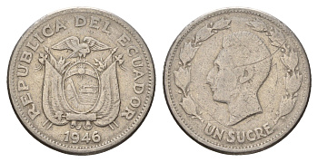 Эквадор 1 сукре 1946 год-тип KM 78.2 никель 4135-1054