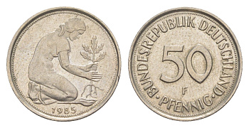 ФРГ 50 пфеннигов 1985 F KM 109.2, J. 384a медно-никель 4632-819
