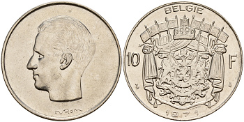 Бельгия 10 франков 1971 Belgie KM 156.1 никель    4187-444